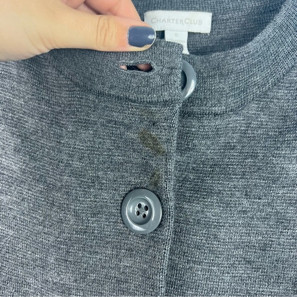 Charter Club Merino Wool Oversized Buttons Cardigan Gray Size Small Casual Knit - Picture 5 of 6